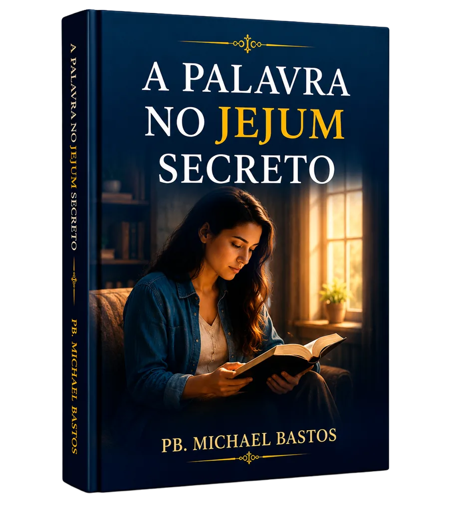 Mockup 3D do e-book bônus A Palavra no Jejum Secreto, capa azul escura